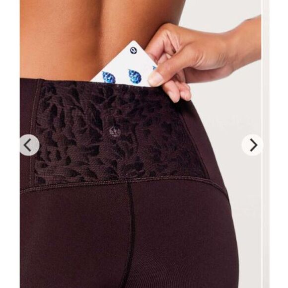 Lululemon Meant To Move 7/8 Tight (25") Black Cherry / Flocked Floral 8 - Picture 2 of 14
